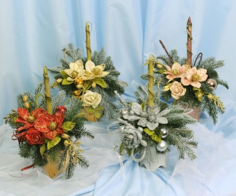 Композиция в глиняном горшке с одной свечой ЕЛ-6 