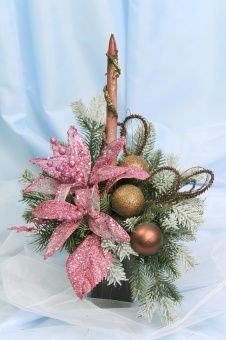 Композиция в глиняном горшке с одной свечой ЕЛ-9