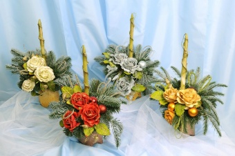 Композиция в глиняном горшке с одной свечой ЕЛ-7