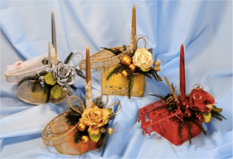 Композиция в металлических шкатулках со свечой ЕЛ-17